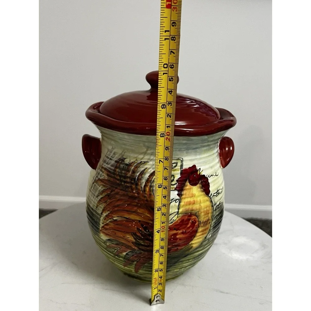 Le Rooster Canister Farmhouse Country Chic Cottagecore‎ Primitive Cookie Jar 10